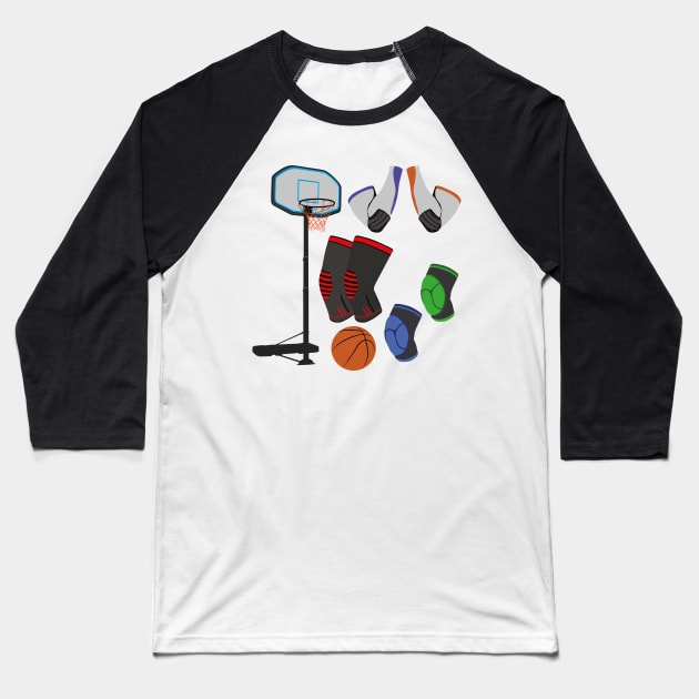 Basketball Accessories Stickers Baseball T-Shirt by VectorPB